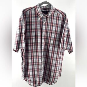 Nautica Men's Button Up Shirt
XL Red Black Gray Plaid Short Sleeve Cotton Casual